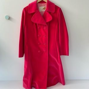 Sport Ease Fashions Vintage Hot Pink Velvet Pea Coat Sz 12/14